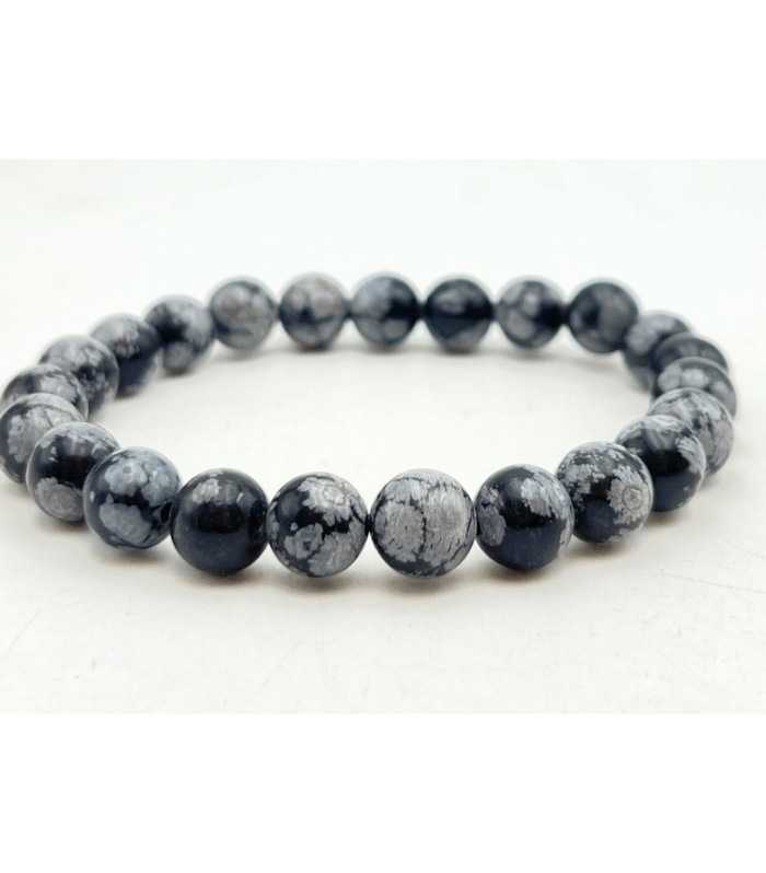 Snowflake Obsidian Single Stone Bracelet