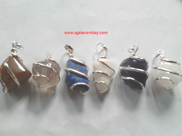 Tumbled Wire Wrapped Pendant