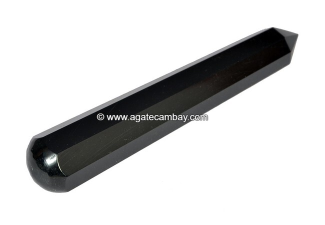 Gemstone Black Obsidian Facet Massage Wand
