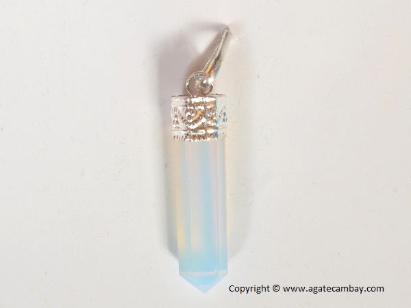 Opalite Pencil Point Pendant With Silver Plated