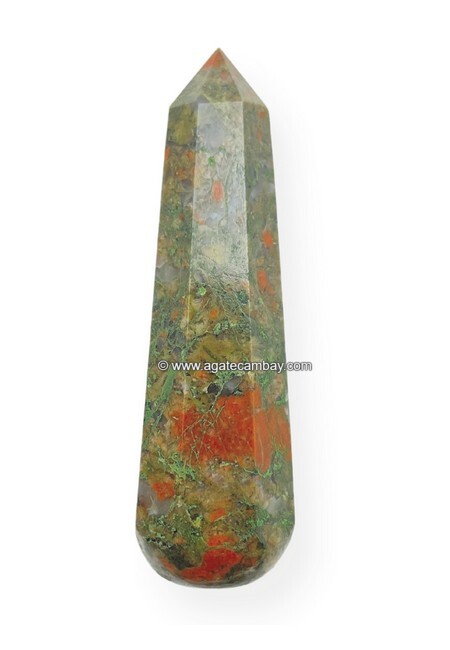 Gemstone Unakite Facet Massage Wand