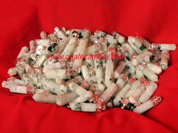 White Rainbow Pencil Point Pendant With Silver Plated