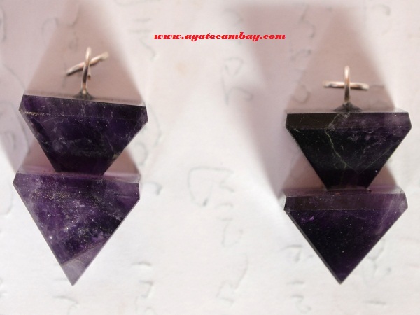 Amethyst Two Pyramid Pendants
