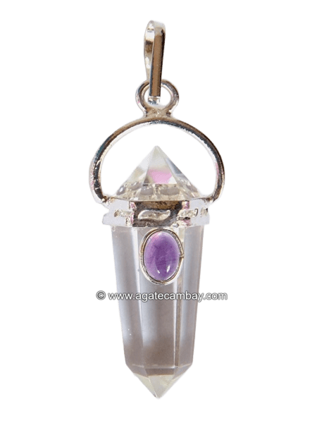 Clear Quartz With Amethyst Dpoint Pendant