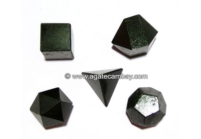 Black Tourmaline Sacred Geometry 5 Pieces Sets