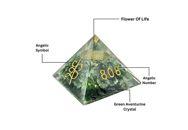 Green Aventurine Zibu with Flower Of Life Orgonite Pyramid