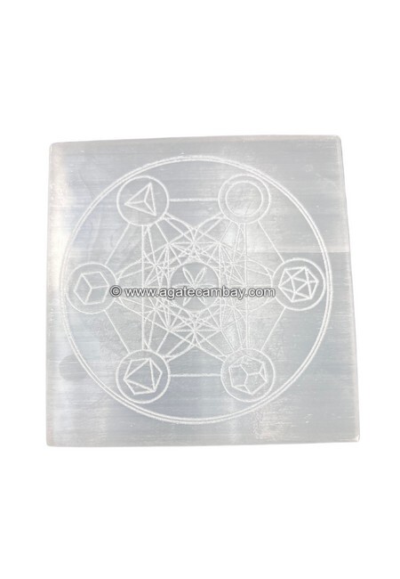 Selenite Square Plate - Metatron (Platonic Solid)