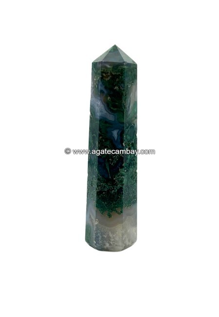 Moss Agate Obelisk