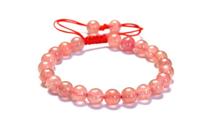 Strawberry Quartz Single Stone Dori Bracelet- 8 mm